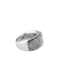 Sortija de oro blanco ancha con diamantes ice y negros