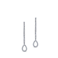 Pendientes riviere largos de oro blanco y lágrima de diamantes