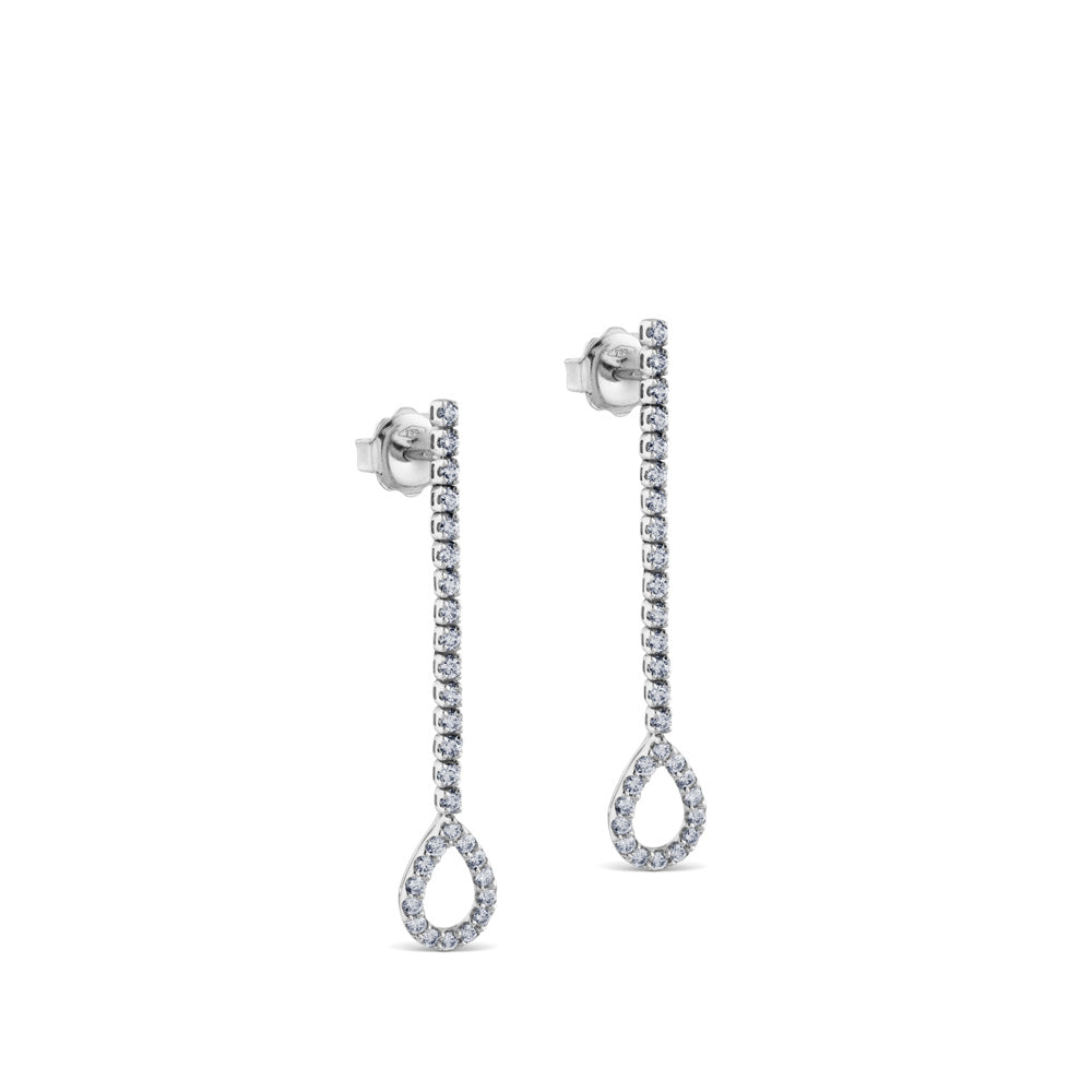 Pendientes riviere largos de oro blanco y lágrima de diamantes