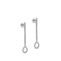 Pendientes riviere largos de oro blanco y lágrima de diamantes