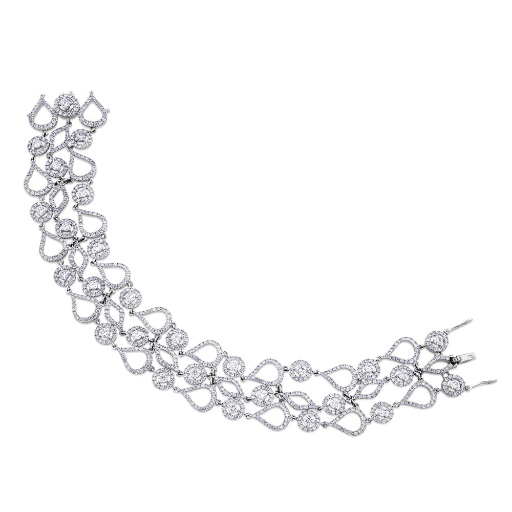 Pulsera ancha Art Decó de oro blanco con diamantes