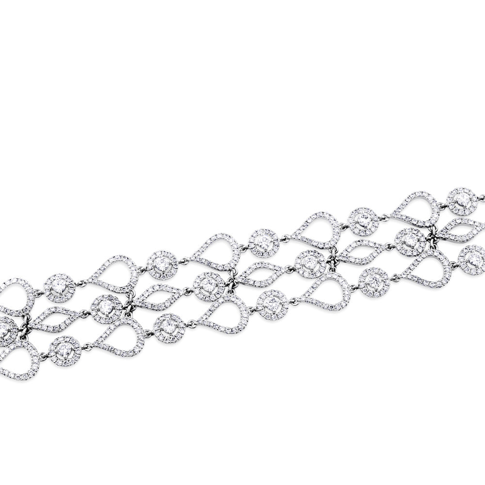 Pulsera ancha Art Decó de oro blanco con diamantes