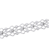 Pulsera ancha Art Decó de oro blanco con diamantes