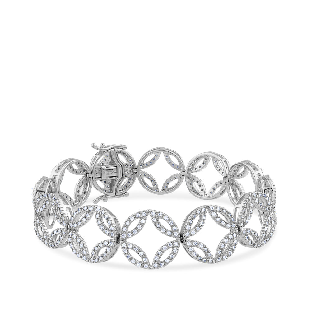 Pulsera de oro blanco con círculos de pavé de diamantes