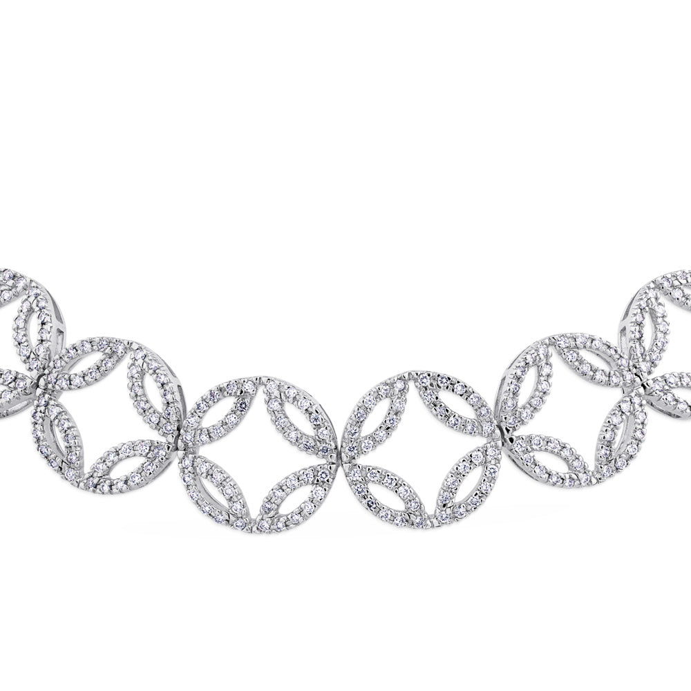Pulsera de oro blanco con círculos de pavé de diamantes