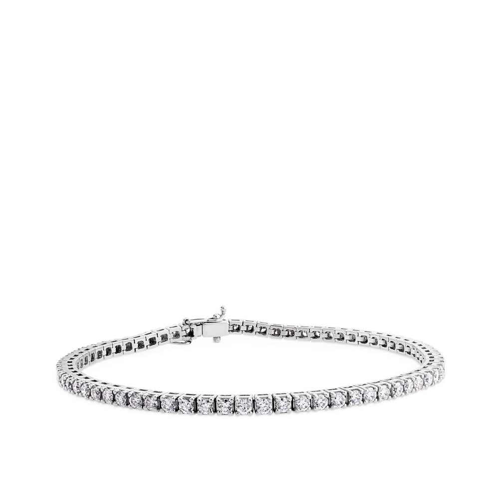 Pulsera Riviere de oro blanco con diamantes en garra de 3,40 quilates