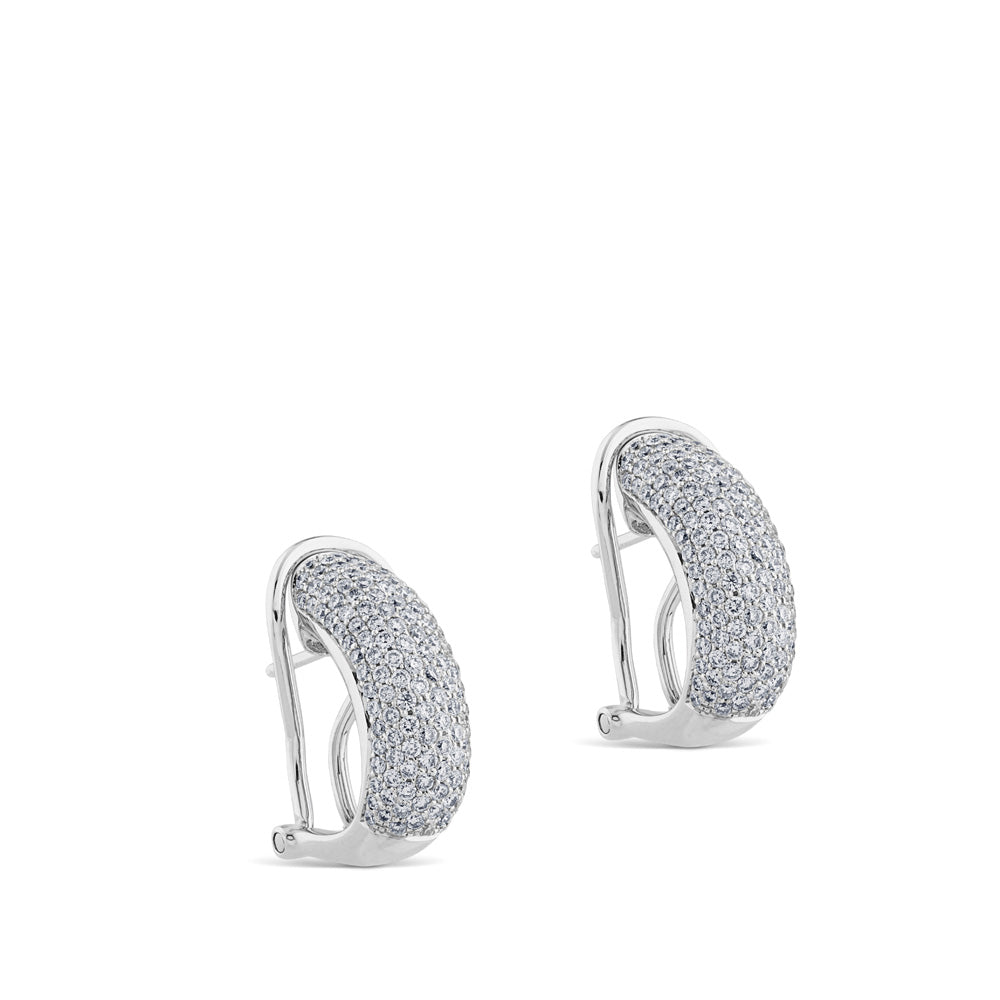 Semiaros de oro blanco con pavé de diamantes