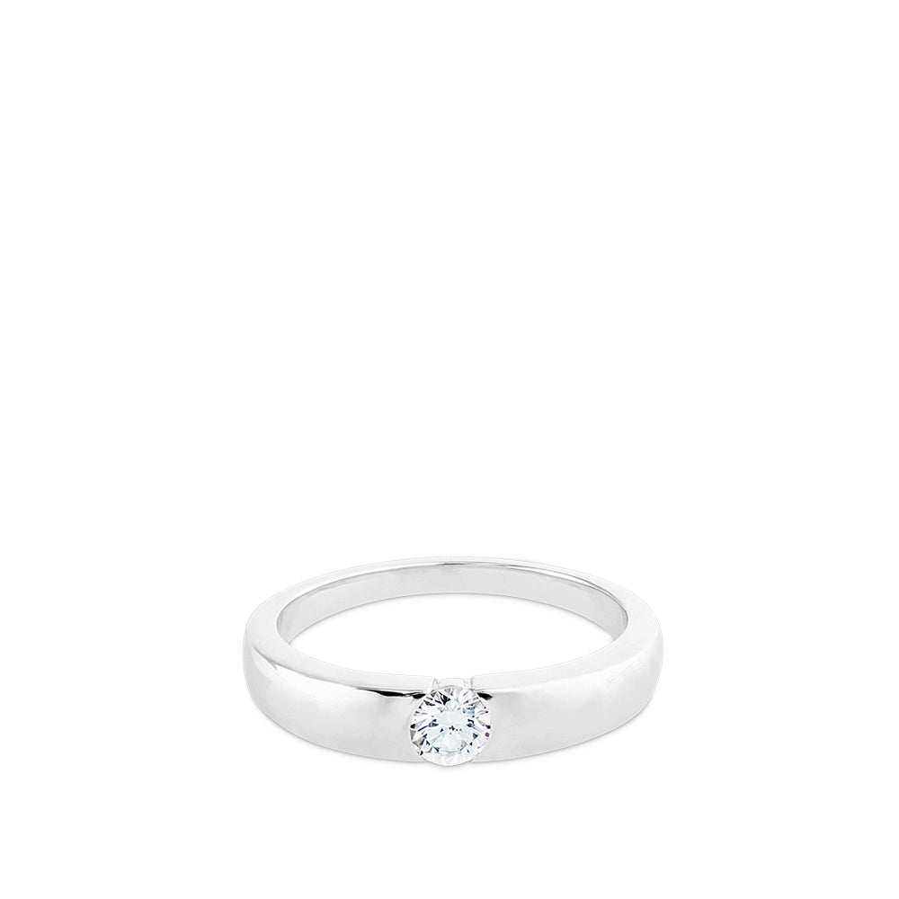 Solitario de oro blanco 0,22 quilates con diamante embutido en la montura