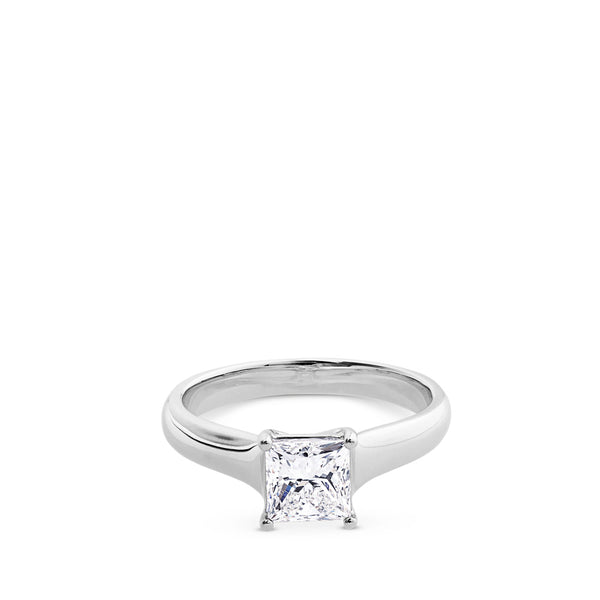 Solitario de oro blanco 1,02 quilates  talla princesa