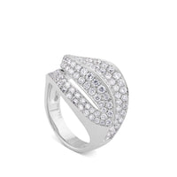 Sortija de oro blanco Doble Hoja con pavé de diamantes