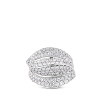 Sortija de oro blanco Doble Hoja con pavé de diamantes