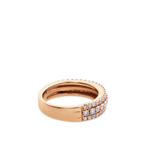 Sortija de oro rosa con 3 hileras de diamantes