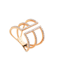 Sortija GeometriCh  de oro rosa con hileras de diamantes
