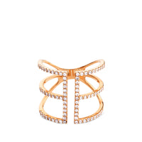 Sortija GeometriCh  de oro rosa con hileras de diamantes