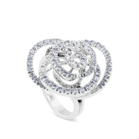Sortija fantasía de oro blanco con pavé de diamantes