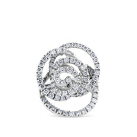Sortija fantasía de oro blanco con pavé de diamantes