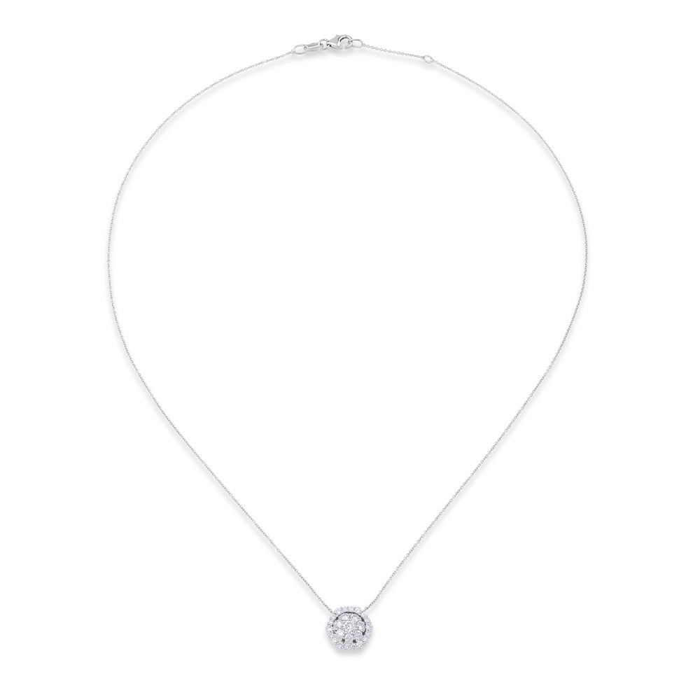 Colgante de oro blanco con círculo de pavé de diamantes de 0,65 quilates