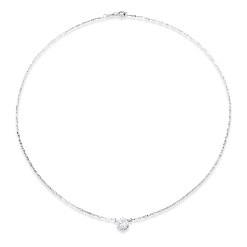 Colgante de oro blanco con diamante engastado en 4 garras de 1,04 quilates