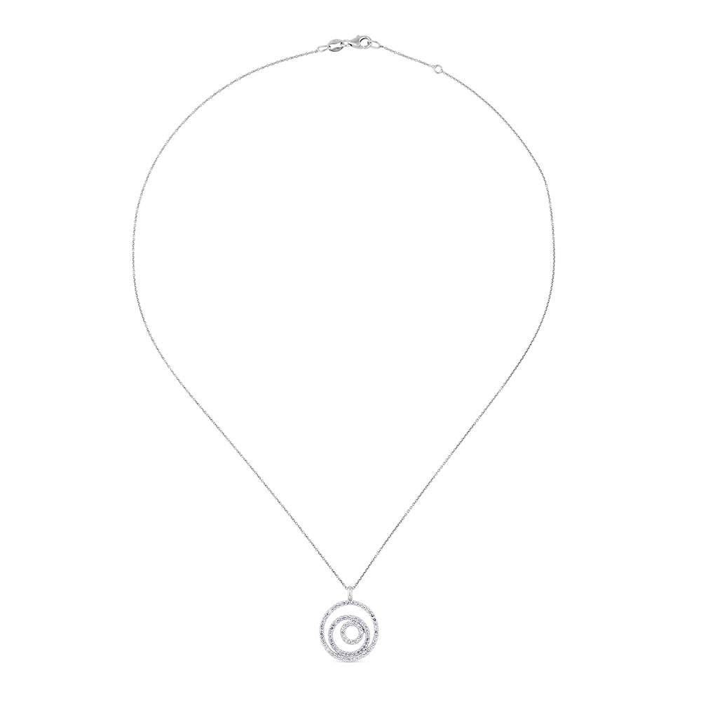 Colgante  GeometriCh de oro blanco con círculos de pavé de diamantes