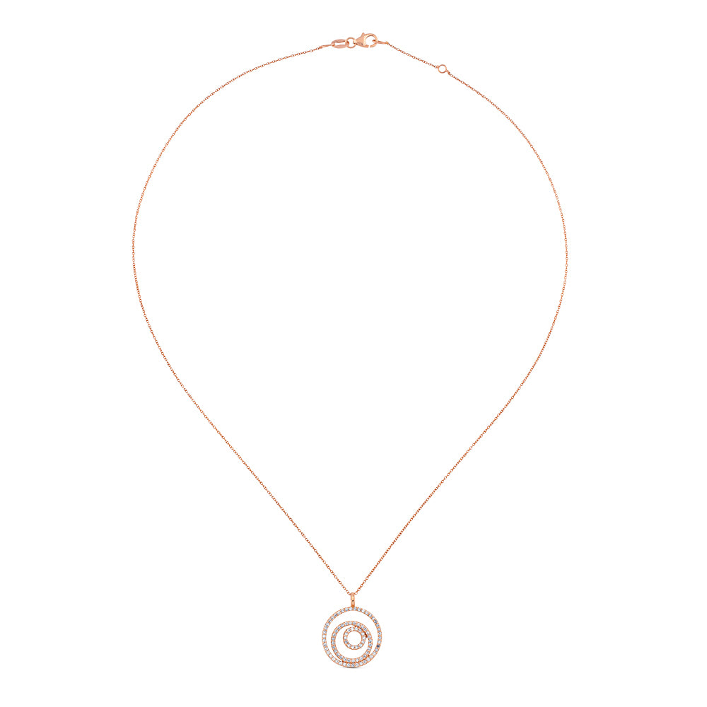 Colgante GeometriCh de oro rosa con círculos de pavé de diamantes