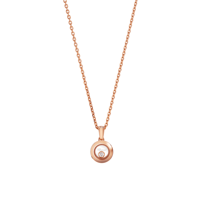 Colgante Chopard Happy Icons oro rosa en circulo y un diamante_79A017-5001_Chocrón Joyeros