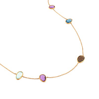 Collar de oro rosa con piedras multicolor (90 cm)