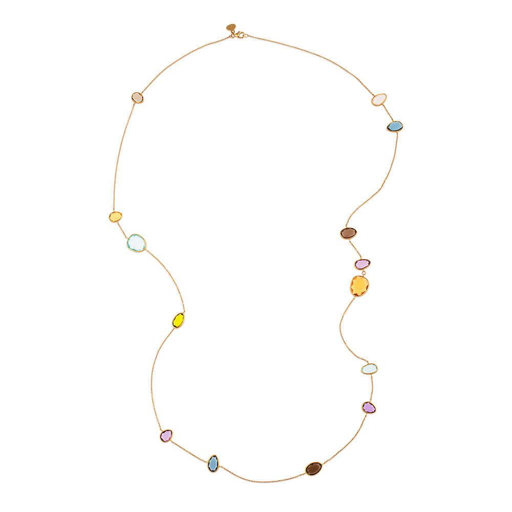 Collar de oro rosa con piedras multicolor (90 cm)