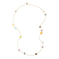 Collar de oro rosa con piedras multicolor (90 cm)