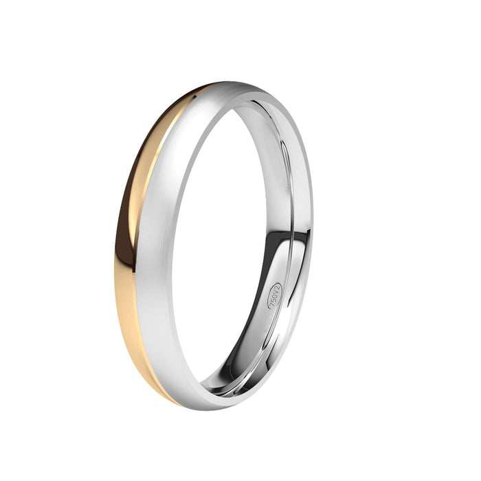 Alianza-boda-bicolor-oro-rosa-brillo-oro-blanco-satinado-3.5mm - Ref J-RBBI35BM