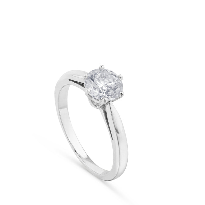 Anillo de compromiso Solitario oro blanco 0,57 quilates 6 garras|Chocrón Joyeros