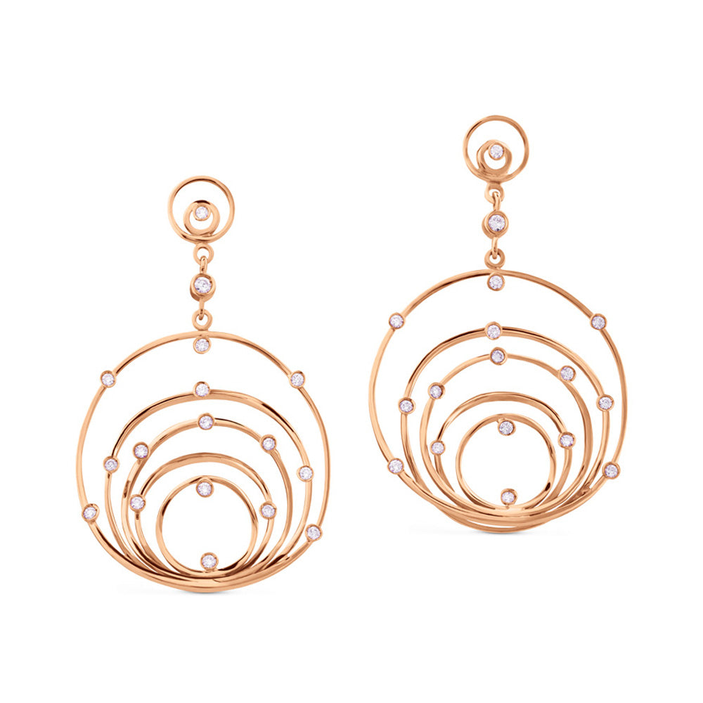 Pendientes de oro rosa con círculos en degradé y diamantes