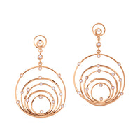 Pendientes de oro rosa con círculos en degradé y diamantes