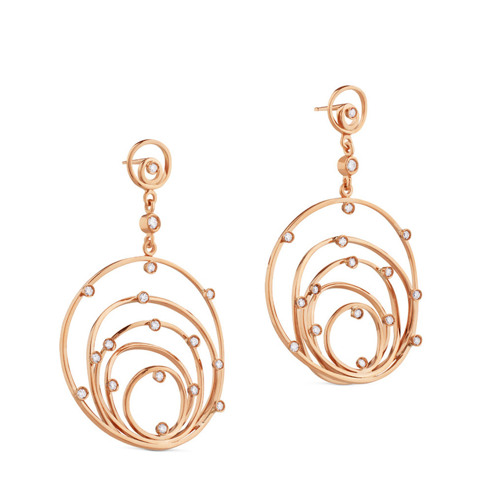 Pendientes de oro rosa con círculos en degradé y diamantes