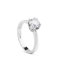 Solitario de oro blanco 1,03 quilates engastado en 4 garras dobles