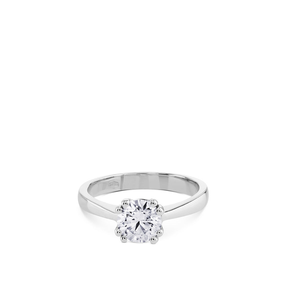 Solitario de oro blanco 1,03 quilates engastado en 4 garras dobles