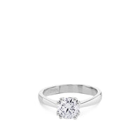 Solitario de oro blanco 1,03 quilates engastado en 4 garras dobles