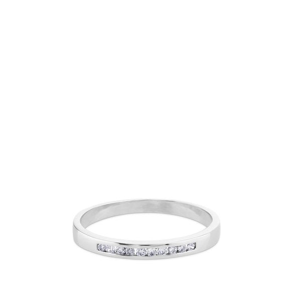 Media alianza de oro blanco y diamantes en carril talla brillante de 0,10 quilates