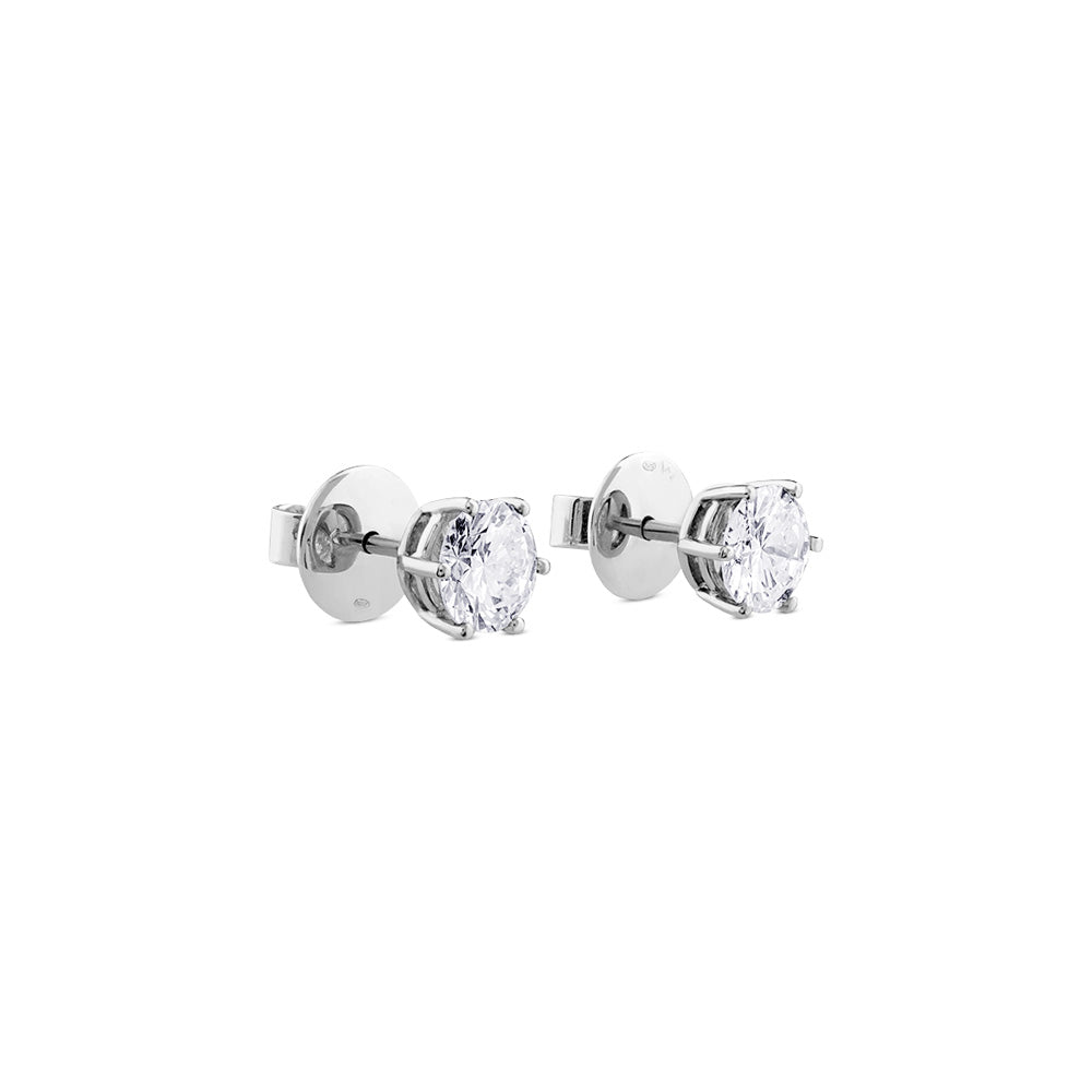 Pendientes de diamantes en oro blanco con 6 garras de 1.80 quilates