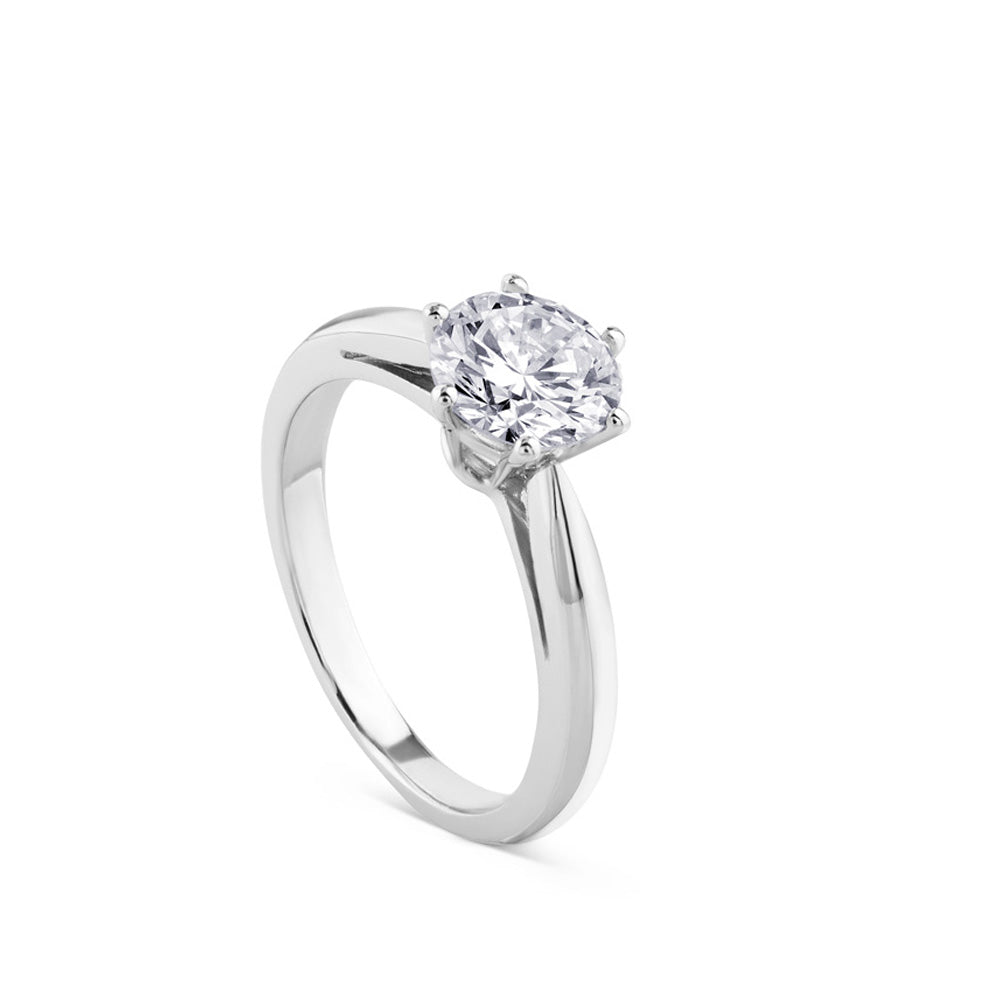 Solitario de oro blanco 1 quilate engastado en 6 garras