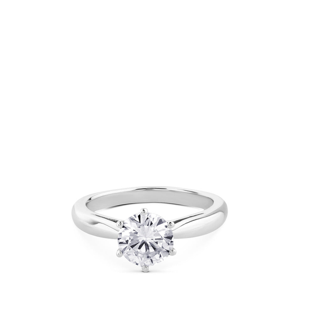 Solitario de oro blanco 1 quilate engastado en 6 garras