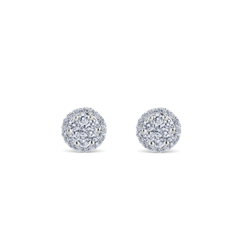 Pendientes desmontables de oro blanco y pavé de diamantes con orla de pavé de diamantes