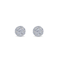 Pendientes desmontables de oro blanco y pavé de diamantes con orla de pavé de diamantes