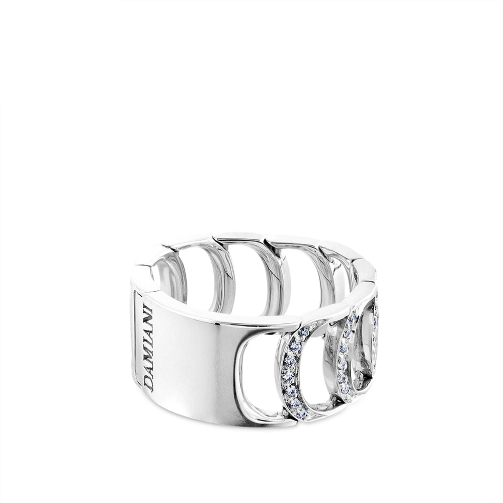 Sortija de oro blanco colección D con pavé de diamantes