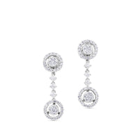 Pendientes largos de oro blanco desmontable con orla de pavé de diamantes