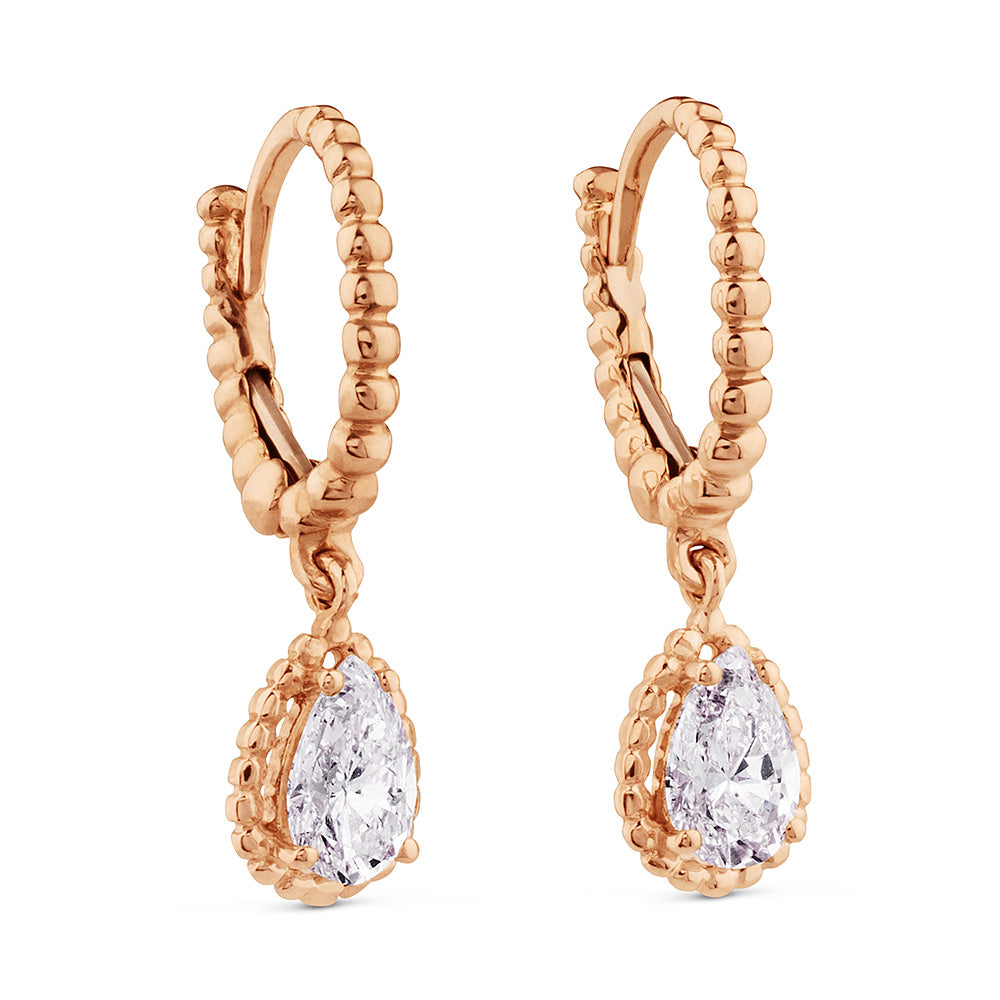 Pendientes de oro rosa con diamantes talla perilla