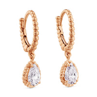 Pendientes de oro rosa con diamantes talla perilla