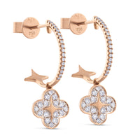 Pendientes criollas "Pensamiento" de oro rosa con diamantes