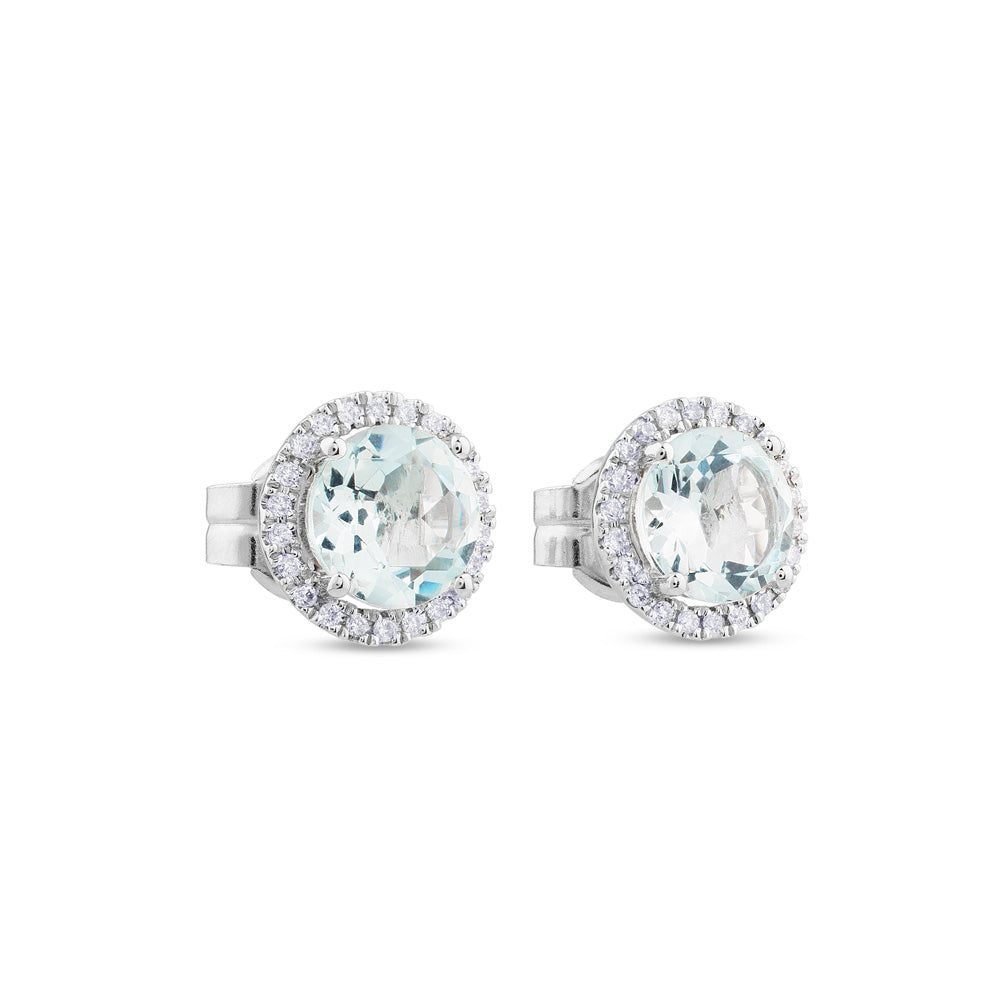 Pendientes de oro blanco con aguamarinas y orla de pavé de diamantes
