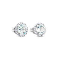 Pendientes de oro blanco con aguamarinas y orla de pavé de diamantes