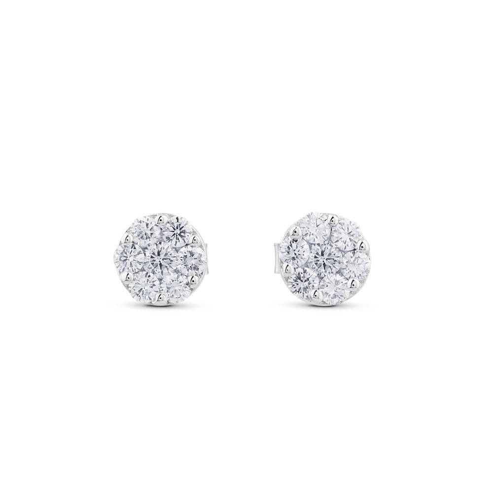 Pendientes de oro blanco desmontables con orla de pavé de diamantes de 1,14 quilates